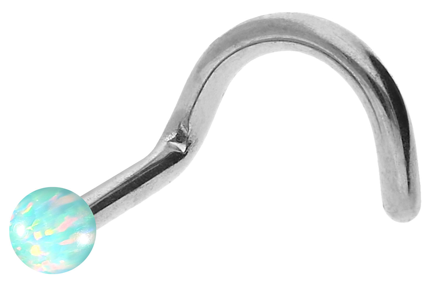 Titan Nasenstecker Nasenpiercing Spirale SYNTHETISCHER OPAL ++SALE++